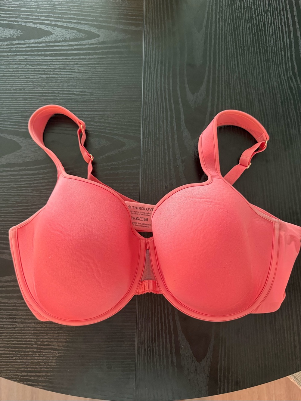 Women’s Third Love Perfect Coverage Bra Size 38E Comfort Straps Salmon Pink